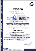 Insertec ISO9001 Zertifikat